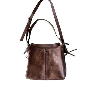 CLUCI Brown Faux Leather Convertible Shoulder Crossbody Hobo Bag Large Zip Purse